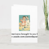 ヴィンテージかわいいベビー電話で話す子犬 招待状 (裏面)