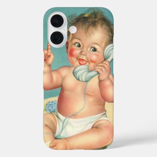 ヴィンテージかわいいベビー電話で話す子犬 Case-Mate iPhoneケース (裏面)