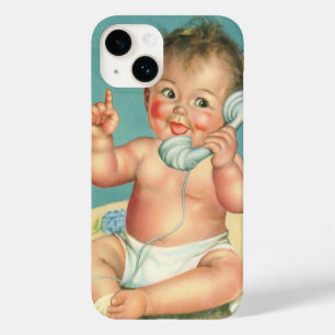 ヴィンテージかわいいベビー電話で話す子犬 Case-Mate iPhone 14ケース