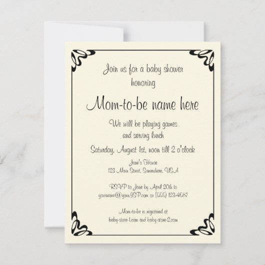 ヴィンテージかわいいベビー電話子犬ベビーシャワー 招待状 (裏面)