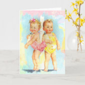 ヴィンテージかわいいベビー カード (黄色い花)