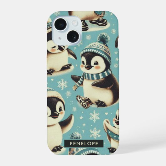 ヴィンテージかわいいペンギン iPhone 15ケース (裏面)
