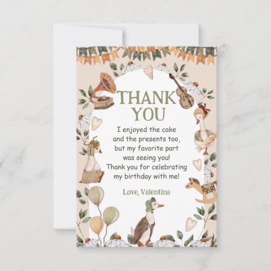 ヴィンテージかわいいマザーグースキッズトイズサンキューカード 招待状 (正面)