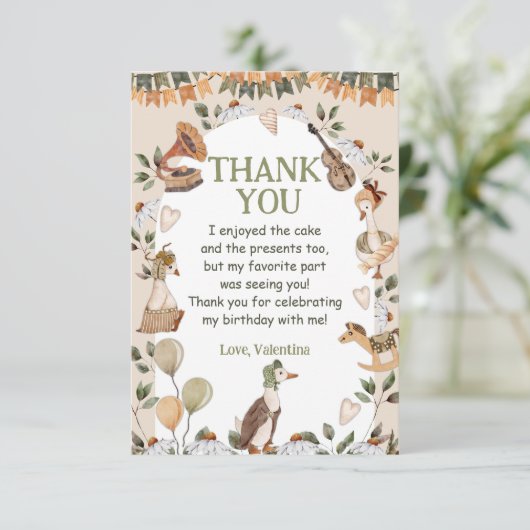 ヴィンテージかわいいマザーグースキッズトイズサンキューカード 招待状 (スタンド正面)