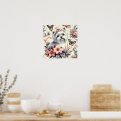 ヴィンテージかわいいマルチーズイラストレーション ポスター (キッチン)