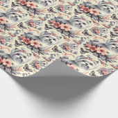 ヴィンテージかわいいマルチーズイラストレーション ラッピングペーパー (角)