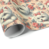 ヴィンテージかわいいマルチーズ犬 ラッピングペーパー (ロールコーナー)