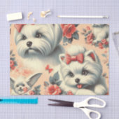 ヴィンテージかわいいマルチーズ犬 薄葉紙 (クラフト)