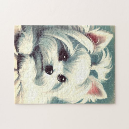 ヴィンテージかわいいマルチーズ絵画ズ ジグソーパズル (横)