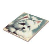 ヴィンテージかわいいマルチーズ絵画ズ タイル (側面)