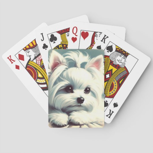 ヴィンテージかわいいマルチーズ絵画ズ トランプ (裏面)