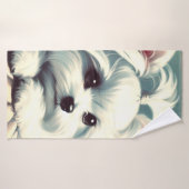 ヴィンテージかわいいマルチーズ絵画ズ バスタオル (バスタオル)