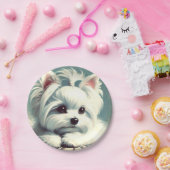 ヴィンテージかわいいマルチーズ絵画ズ ペーパープレート (パーティー)