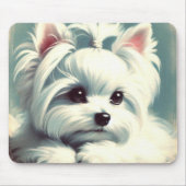 ヴィンテージかわいいマルチーズ絵画ズ マウスパッド (正面)