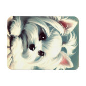 ヴィンテージかわいいマルチーズ絵画ズ マグネット (横)