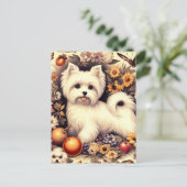 ヴィンテージかわいいマルチーズ ポストカード (スタンド正面)