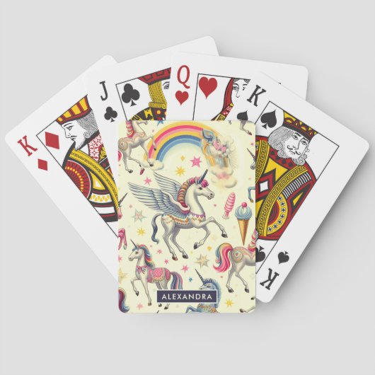 ヴィンテージかわいいユニコーン トランプ (裏面)