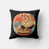 ヴィンテージかわいいラーメンねこアニメ日本のラーメン クッション (裏面)