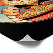 ヴィンテージかわいいラーメンねこアニメ日本のラーメン ポスター (角)