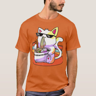 ヴィンテージかわいいラーメン猫日本のねこ麺ギフト Tシャツ