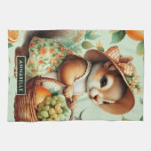 ヴィンテージかわいいリス絵画ズ キッチンタオル (横)