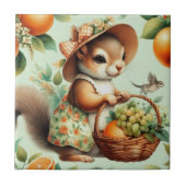 ヴィンテージかわいいリス絵画ズ タイル (正面)