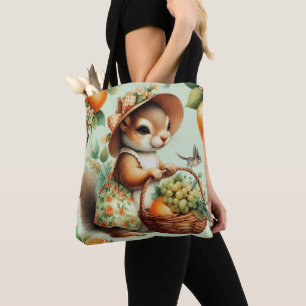 ヴィンテージかわいいリス絵画ズ トートバッグ