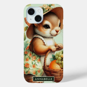 ヴィンテージかわいいリス絵画ズ iPhone 15ケース