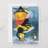 ヴィンテージかわいいリトルカボチャハロウィーン 招待状 (正面)