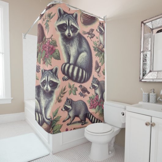 ヴィンテージかわいいルーン シャワーカーテン (インサイチュ)