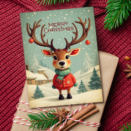 ヴィンテージかわいいレトロベビートナディアメリークリスマス シーズンカード