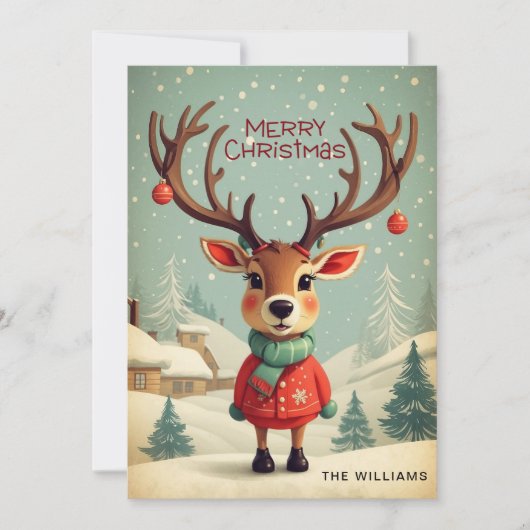 ヴィンテージかわいいレトロベビートナディアメリークリスマス シーズンカード (正面)