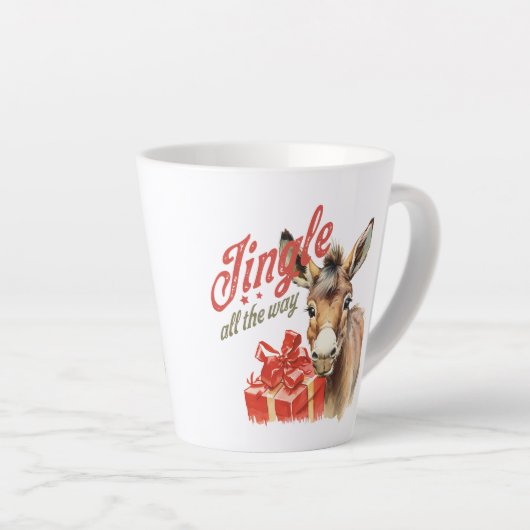 ヴィンテージかわいいロバはクリスマス中ずっと カフェラテマグ (右アングル)