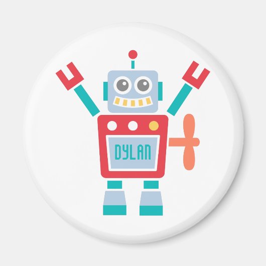 ヴィンテージかわいいロボット子供へ玩具 マグネット (正面)