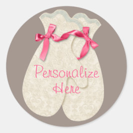 ヴィンテージかわいい冬ミッテスリボンレースclassi ラウンドシール