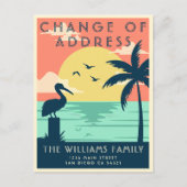 ヴィンテージかわいい変更のアドレスビーチコースタルパームズ ポストカード (正面)