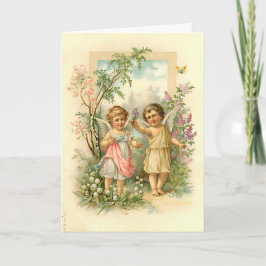 ヴィンテージかわいい天使のクリスマスカスタムメッセージ カード