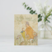 ヴィンテージかわいい女の子の物語カエル池アイリス ポストカード (スタンド正面)