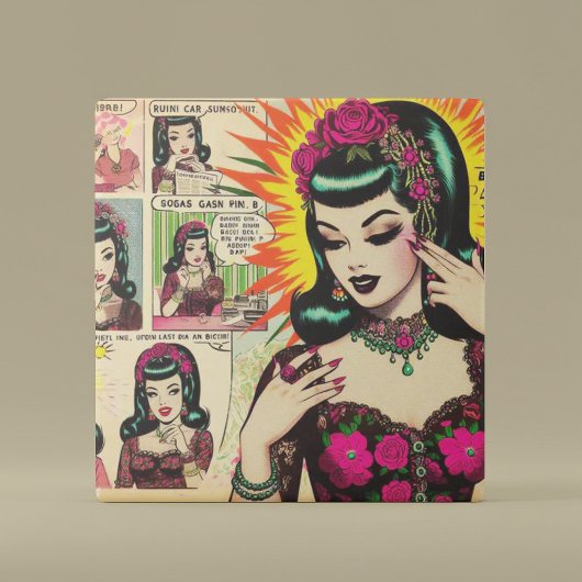 ヴィンテージかわいい女の子漫画 タイル