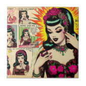 ヴィンテージかわいい女の子漫画 タイル (正面)