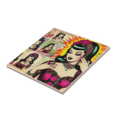 ヴィンテージかわいい女の子漫画 タイル (側面)