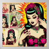 ヴィンテージかわいい女の子漫画 ポスター (正面)