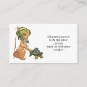 ヴィンテージかわいい女の子話のおもちゃ電話おむつラッフル エンクロージャーカード (裏面)