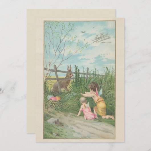 ヴィンテージかわいい妖精の男の子の復活祭の卵 シーズンカード (正面/裏面)