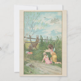 ヴィンテージかわいい妖精の男の子の復活祭の卵 シーズンカード