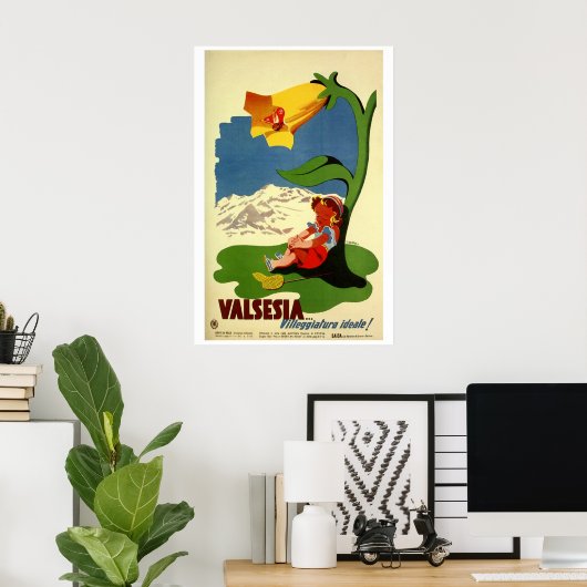 ヴィンテージかわいい子どもイタリアンが旅行広告を出す ポスター (ホームオフィス)