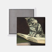 ヴィンテージかわいい子ビクトリアン猫の読本 マグネット (正面/裏面)