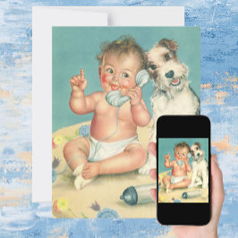 ヴィンテージかわいい子犬ベビーシャワーパーティの招待状 招待状