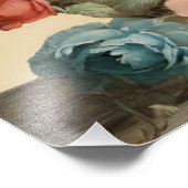 ヴィンテージかわいい子猫ポートレートソフトカラー花 フォトプリント            (角)