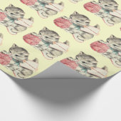ヴィンテージかわいい子猫誕生日包装紙 ラッピングペーパー (角)